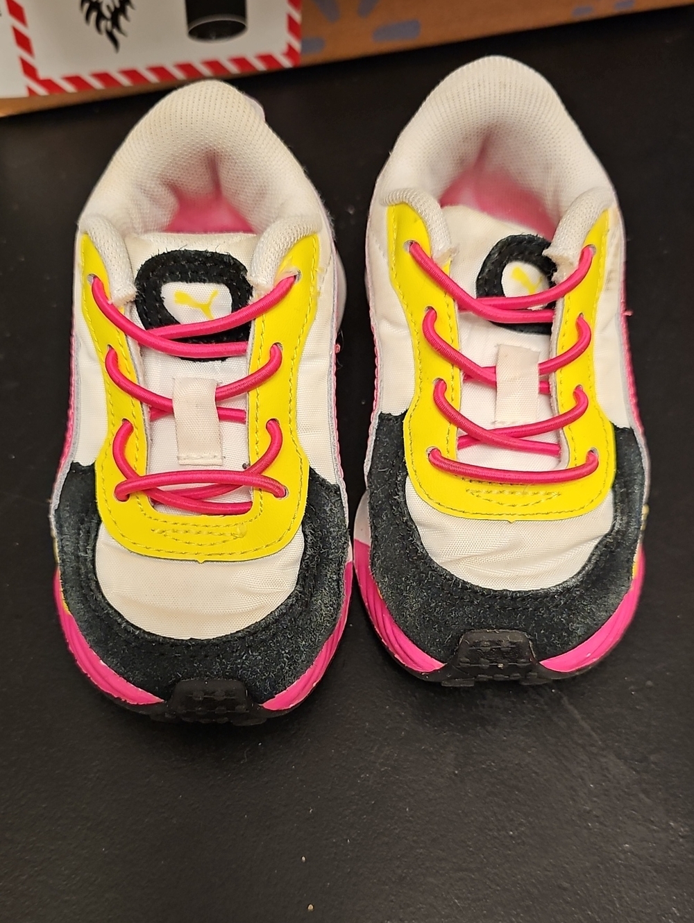 Puma Kids Sneakers in White, Yellow & Pink